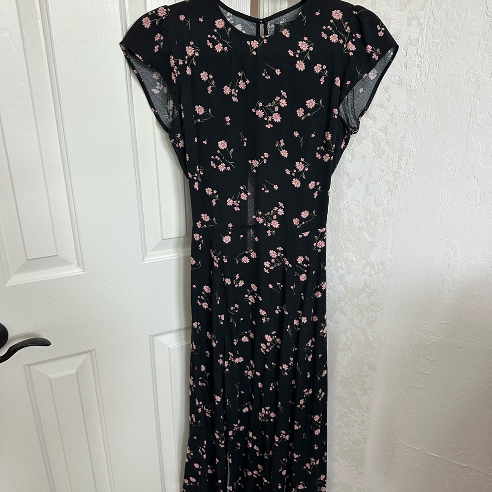 Reformation Floral Black Dress